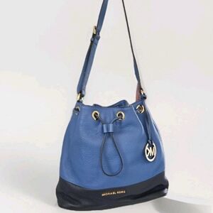 Michael Kors Blue and Black Leather Bucket Bag